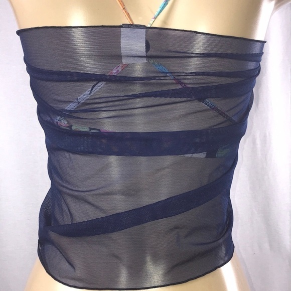 Zuliana Mesh Short Blue Sarong Made in USA - Picture 3 of 5